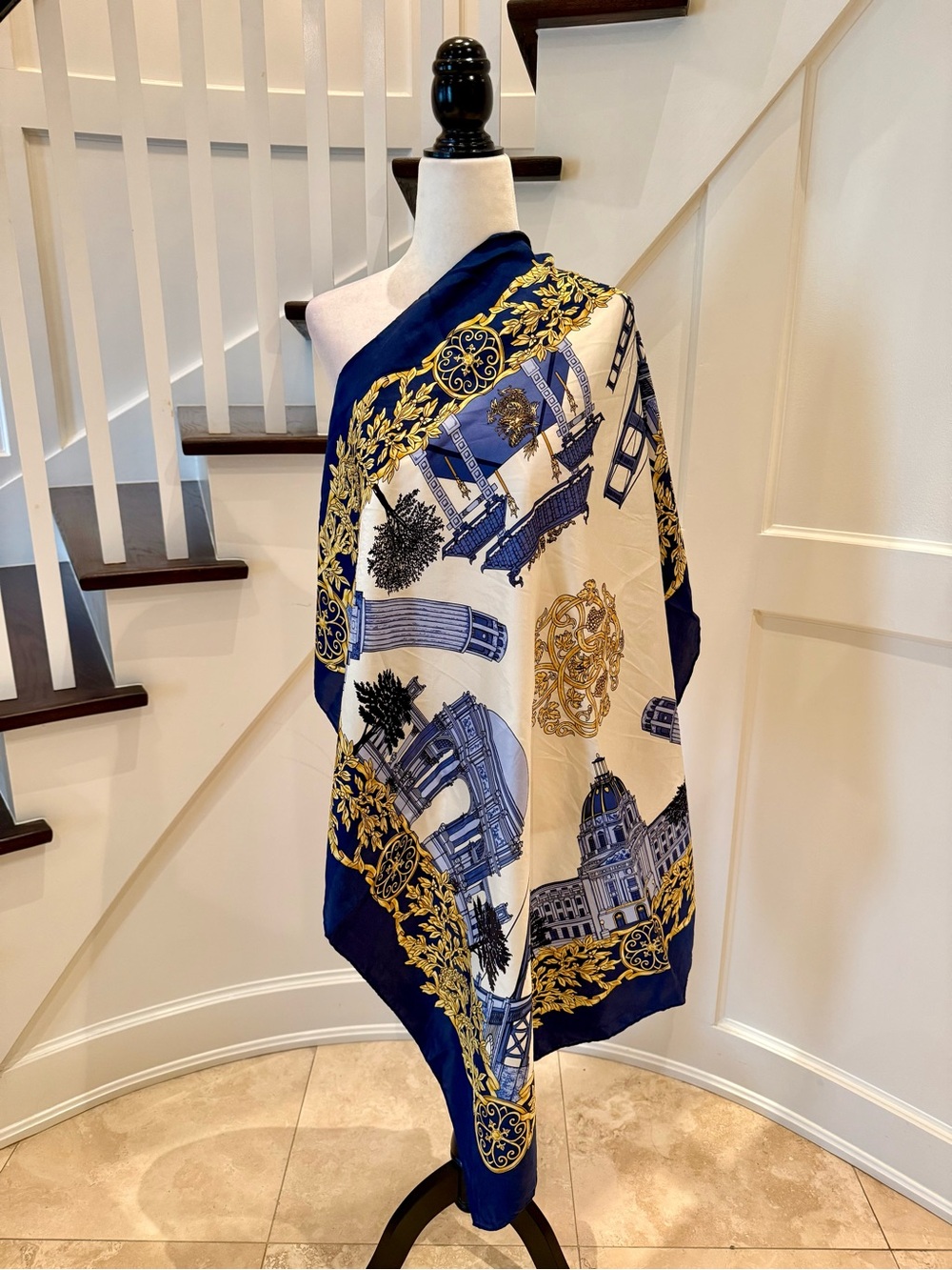 Vintage Cecy Jones Silk San Francisco Architectural Souvenir Scarf